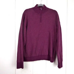 Bonobos Sweater Mens SZ L Purple 1/4 Zip Cotton Wool Blend Soft Quiet Luxery
